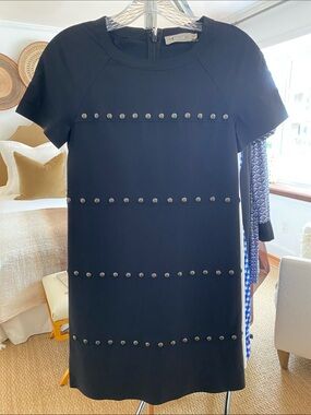 Tory Burch Black Grommet Trim Mini Shift Dress XS